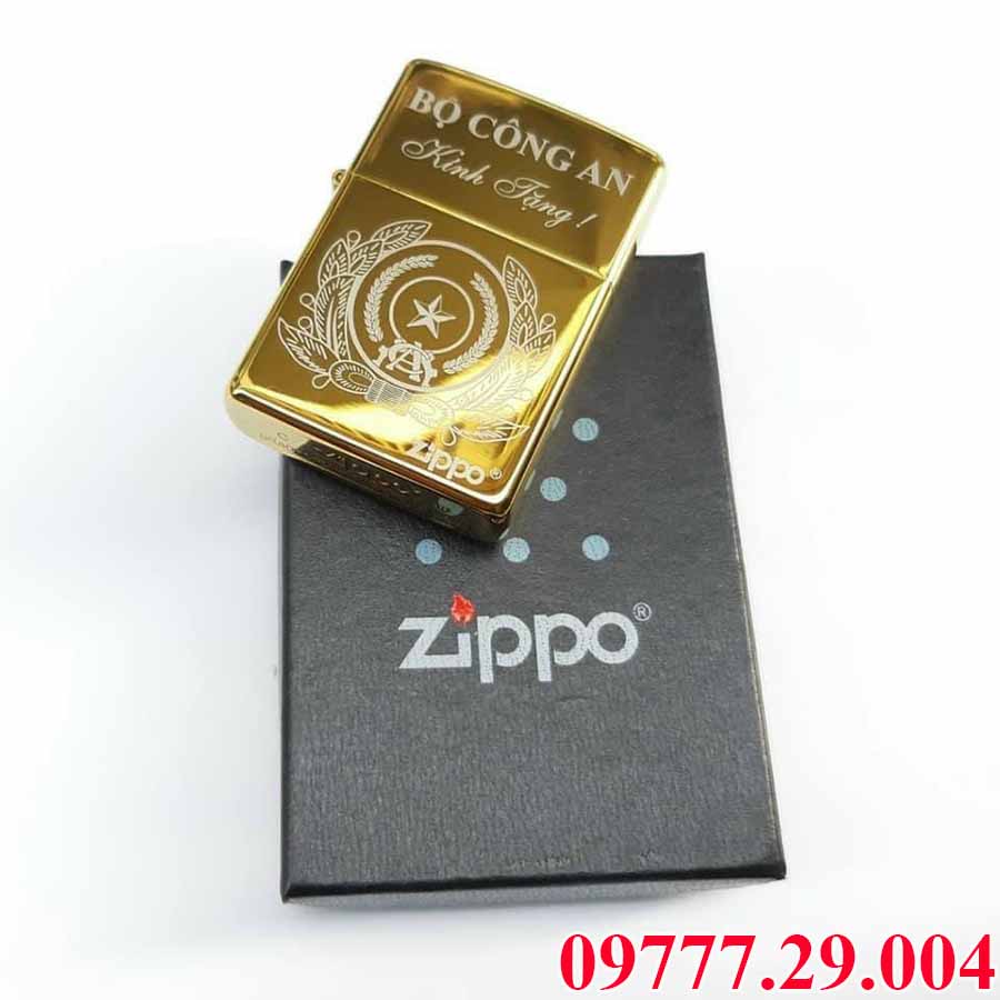 Zippo công an 5 zippo công an màu vàng